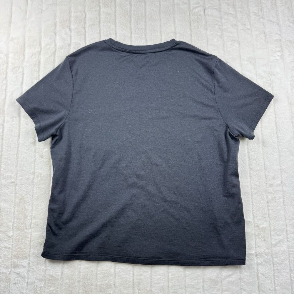 Unbound Merino Boxy Pocket Tee T-Shirt Women's Large Black 100% Merino Wool Crop - Picture 2 of 9